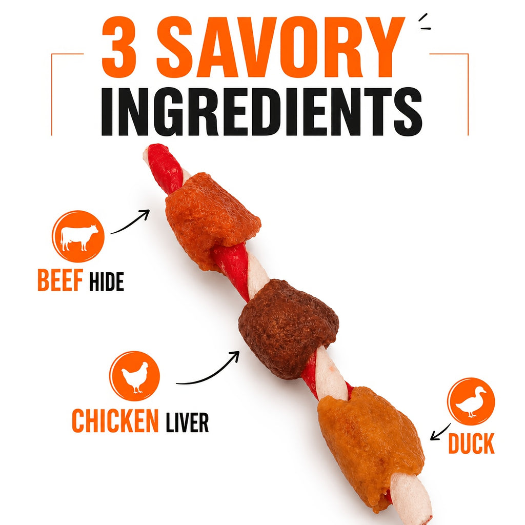 Kabob Dog Chew Treats with Chicken Liver and Duck, Skewer-Style Dog Snacks in 100g or 150g Packs for Supervised Chewing and Everyday Rewards