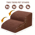 Memory Foam Dog Steps with Washable Cover, 2-Step Pet Stairs with Non-Slip Bottom and Textured Surface for Sofa and Bed Access, Brown or Camel