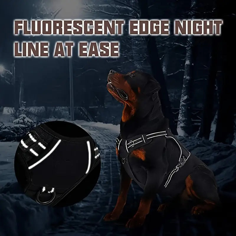 Military-Style Dog Harness with Reflective Details and Control Handle, No-Pull Polyester Walking Vest in Five Colors, S to XL for Everyday Training