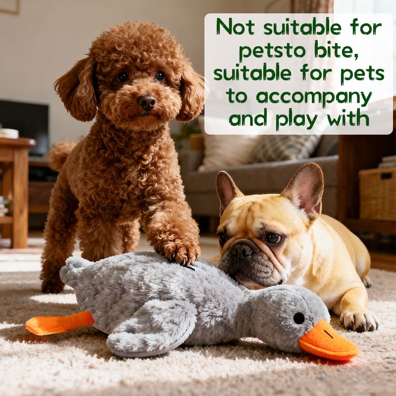 Plush Goose Dog Toy with Embroidered Eyes, 50 cm Soft Washable Pet Companion for Gentle Indoor Play, Multicolor, White or Gray
