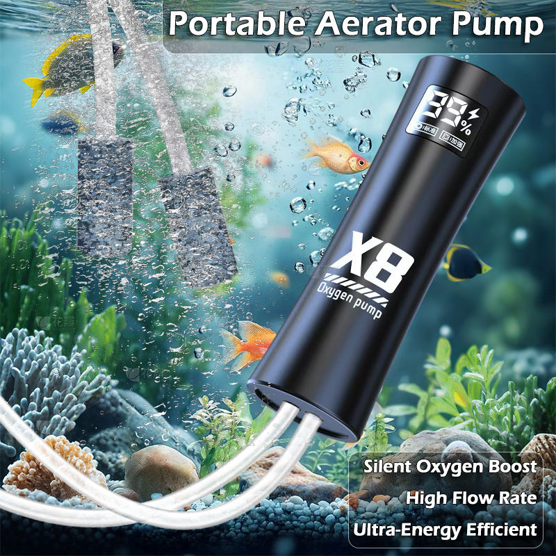 Portable Aquarium Air Pump with 2 Air Stones, 5W Dual-Hole Aerator with Buckle for Fish Tanks, Small Ponds and Hydroponic Setups