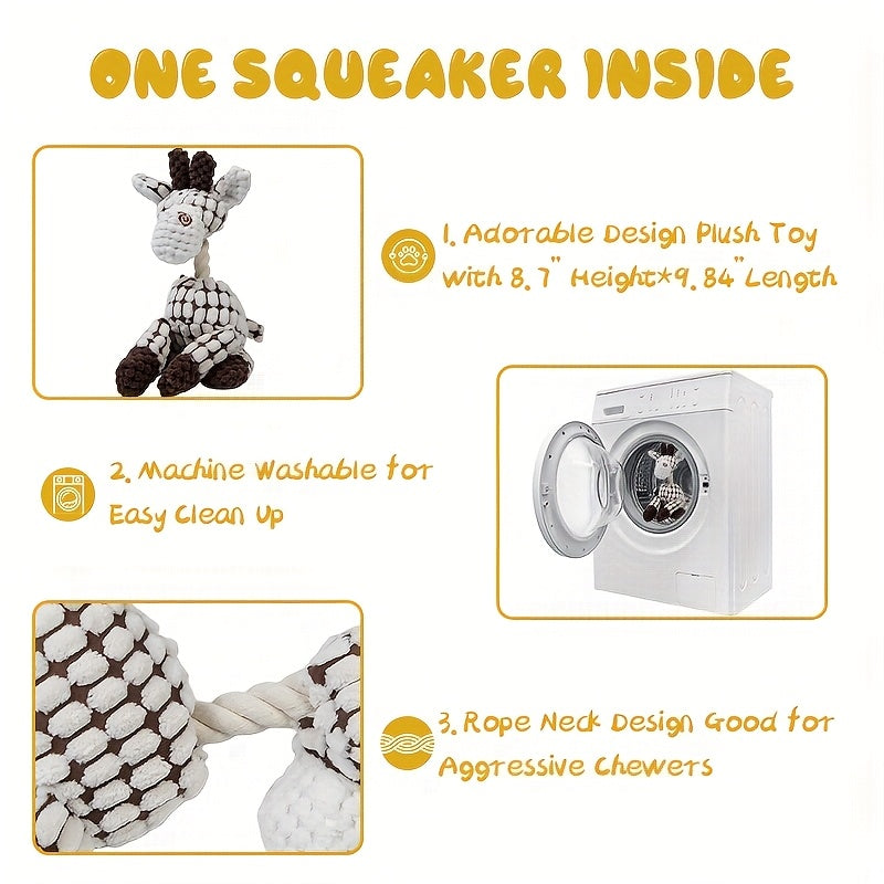 Soft Squeaky Puppy Toys for Small and Medium Dogs, Stuffed Plush Toys for Supervised Fetch and Gentle Play, Brown Single or Pink White Brown 3-Pack