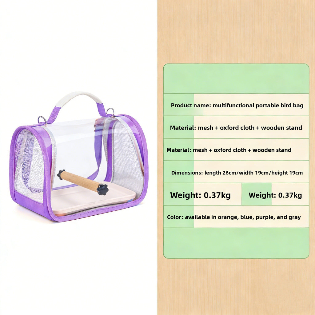Small Bird Carrier with Perch, Portable Parrot Travel Bag with Clear Viewing Panels, Mesh Ventilation and Carry Handle for Vet Visits