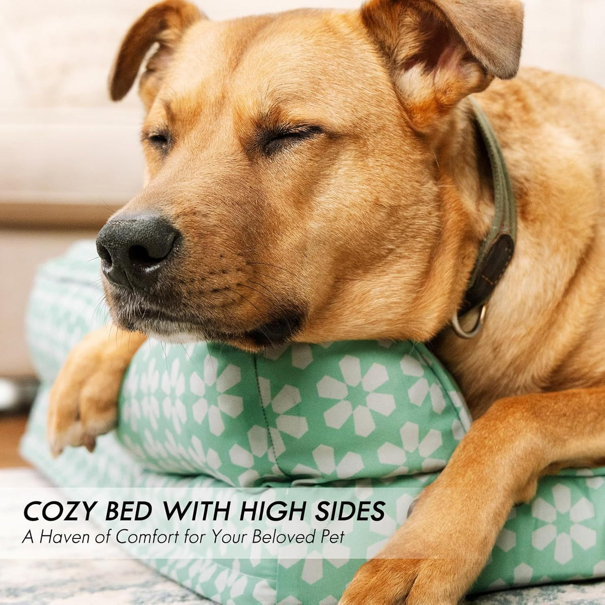Dog Bed with Removable Bolsters, Egg Crate Foam Pet Sofa with Machine Washable Cover and Non-Slip Bottom, M L XL Sizes in Three Color Options