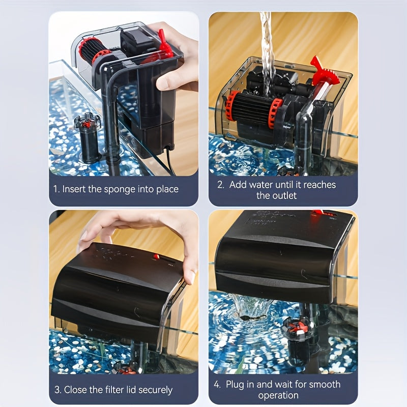 Hang On Back Aquarium Filter with Adjustable Waterfall Flow, External Fish Tank Power Filter in 5W 80 GPH and 8W 110 GPH Options