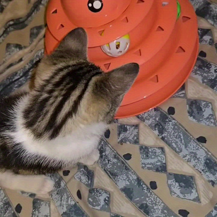 Cat Ball Track Toy with Six Colorful Balls, Three-Tier Interactive Tower with Non-Slip Base and Detachable Layers for Indoor Cats and Kittens