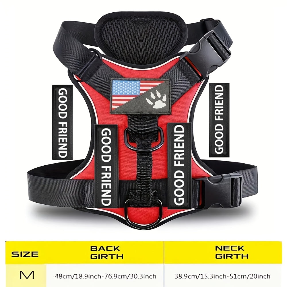 Service Dog Harness with 5 Removable Patches, Reflective Adjustable Soft Oxford Dog Vest with Inner Mesh Layer and ID System for Small Medium Large Dogs, Public Access and Mobility Aid Vest for Walking