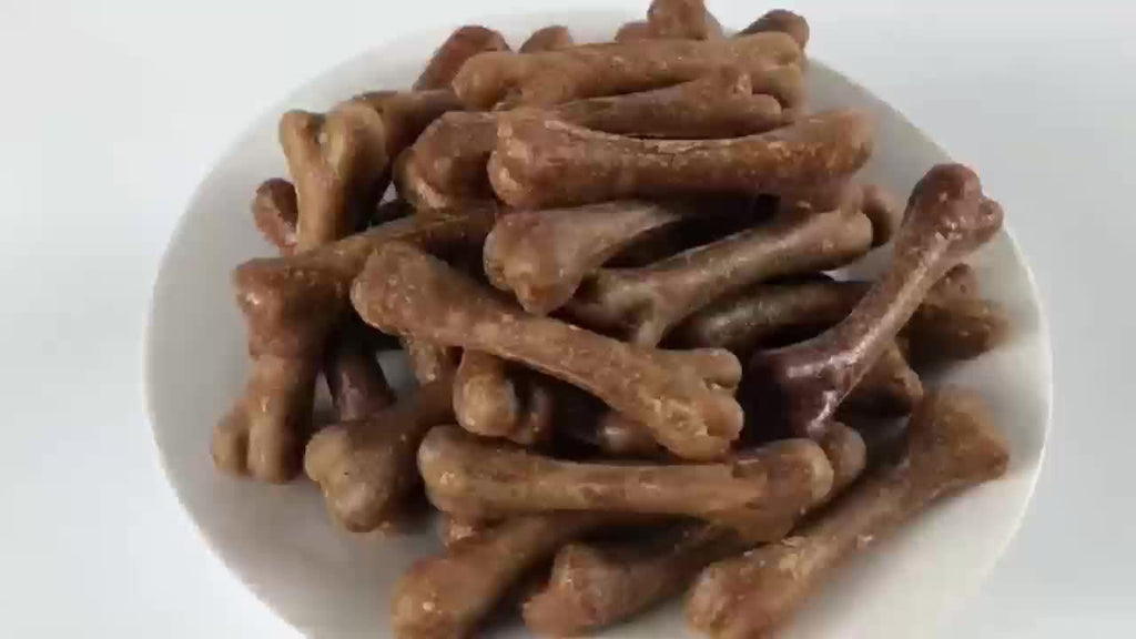 Bone-Shaped Dog Chew Treats, 50 Count Small Dog Snacks with Beef and Corn Starch for Supervised Chewing, Training Rewards and Gift Baskets