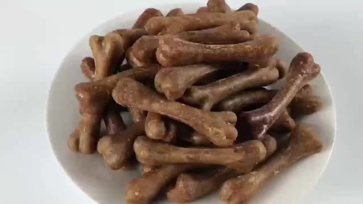 Bone-Shaped Dog Chew Treats, 50 Count Small Dog Snacks with Beef and Corn Starch for Supervised Chewing, Training Rewards and Gift Baskets
