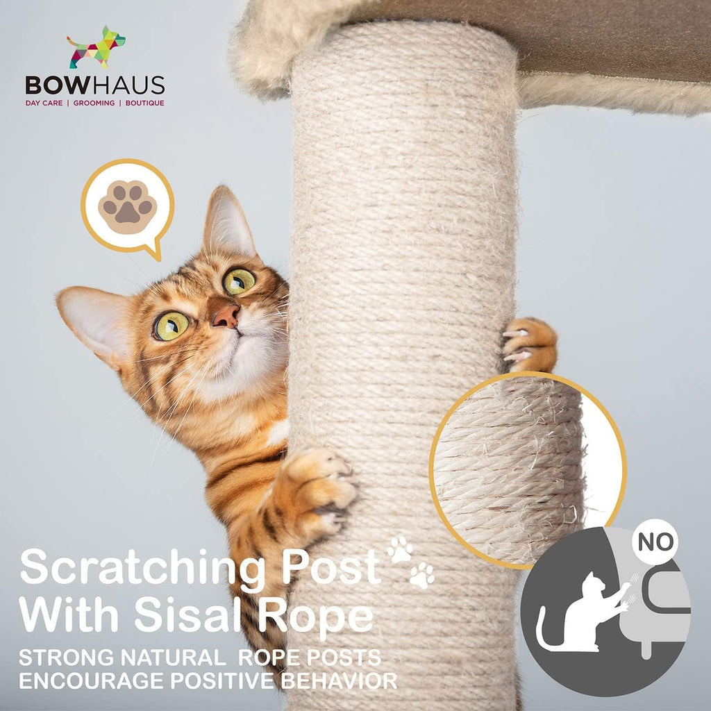 Cat Tree with Scratching Ramp, 37 Inch Indoor Cat Tower with Widened Padded Perch, Sisal Posts, Hammock and Cozy Condo for Cats and Kittens