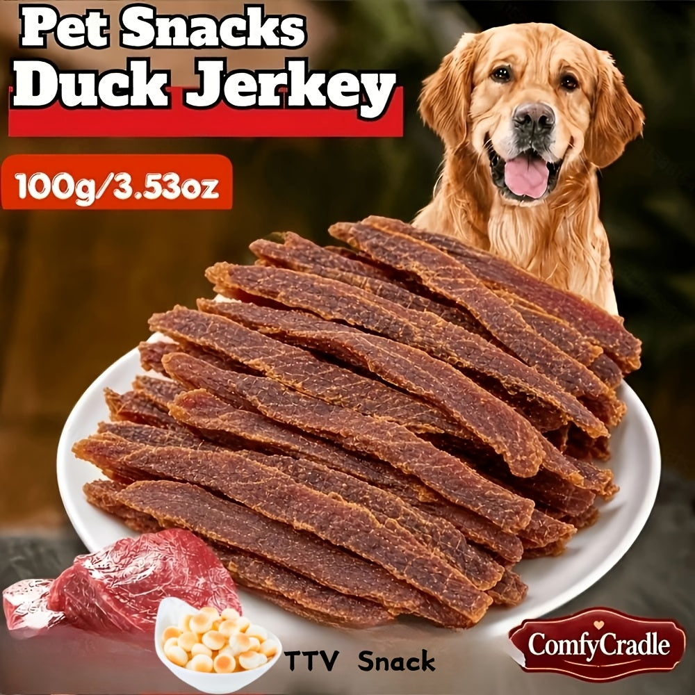 Duck Breast Dog Treats 100g Trial Pack, Soft Meat Jerky Slices for Supervised Training Rewards, Everyday Snack Breaks and Dog Lover Gift Baskets