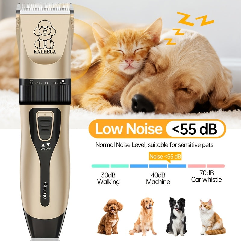 USB Rechargeable Dog Clippers with Ceramic Blades, Electric Pet Hair Trimmer for Cats and Dogs, Color Choices and Grooming Set Options