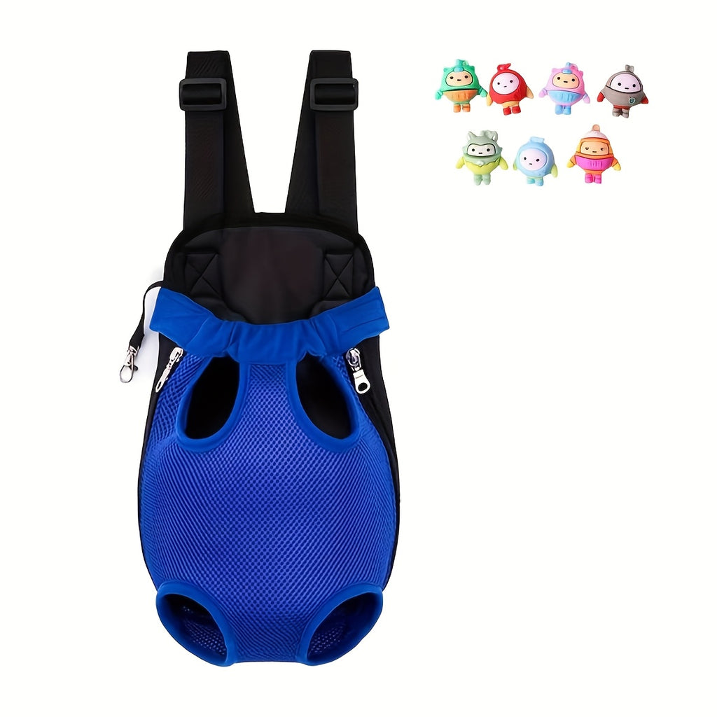 Pet Backpack with Adjustable Straps, Breathable Mesh Chest Carrier for Small Dogs and Cats, Zipper Closure and Random Plush Toy for Outdoor Trips