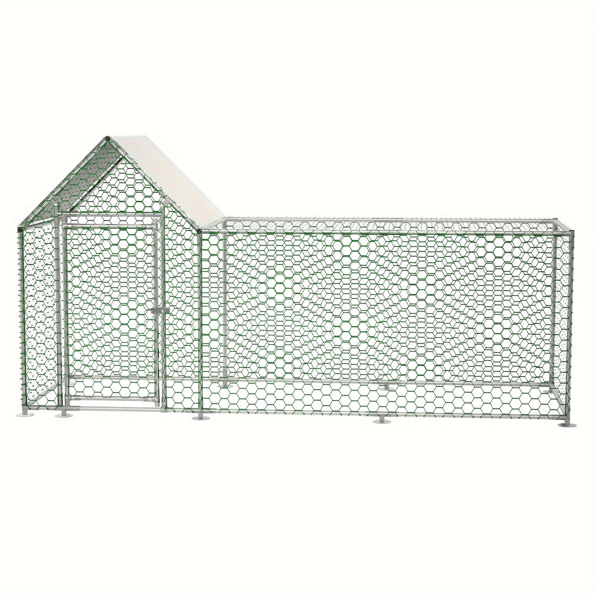 Large Metal Chicken Run with Lockable Door and UV-Resistant Cover, Steel Frame Poultry Enclosure with PVC-Coated Mesh for Backyard Hens and Ducks