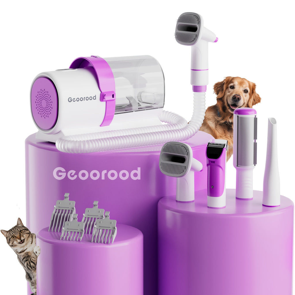 Dog Hair Vacuum Grooming Kit with Clippers, 2.5L Dust Cup, 4 Grooming Tools and 3–24mm Guide Combs for At-Home Brushing and Coat Trimming