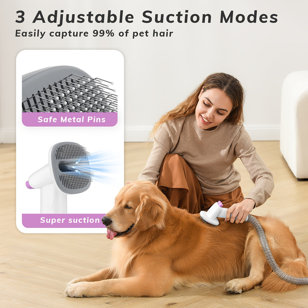 Dog Hair Vacuum Grooming Kit with Clippers, 2.5L Dust Cup, 4 Grooming Tools and 3–24mm Guide Combs for At-Home Brushing and Coat Trimming
