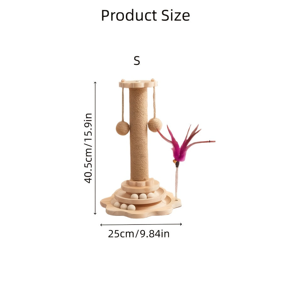 Wooden Cat Scratching Post for Indoor Cats, Mushroom and Dolphin Style Choices, Gray Velvet Scratcher and Separate Sisal Column Option
