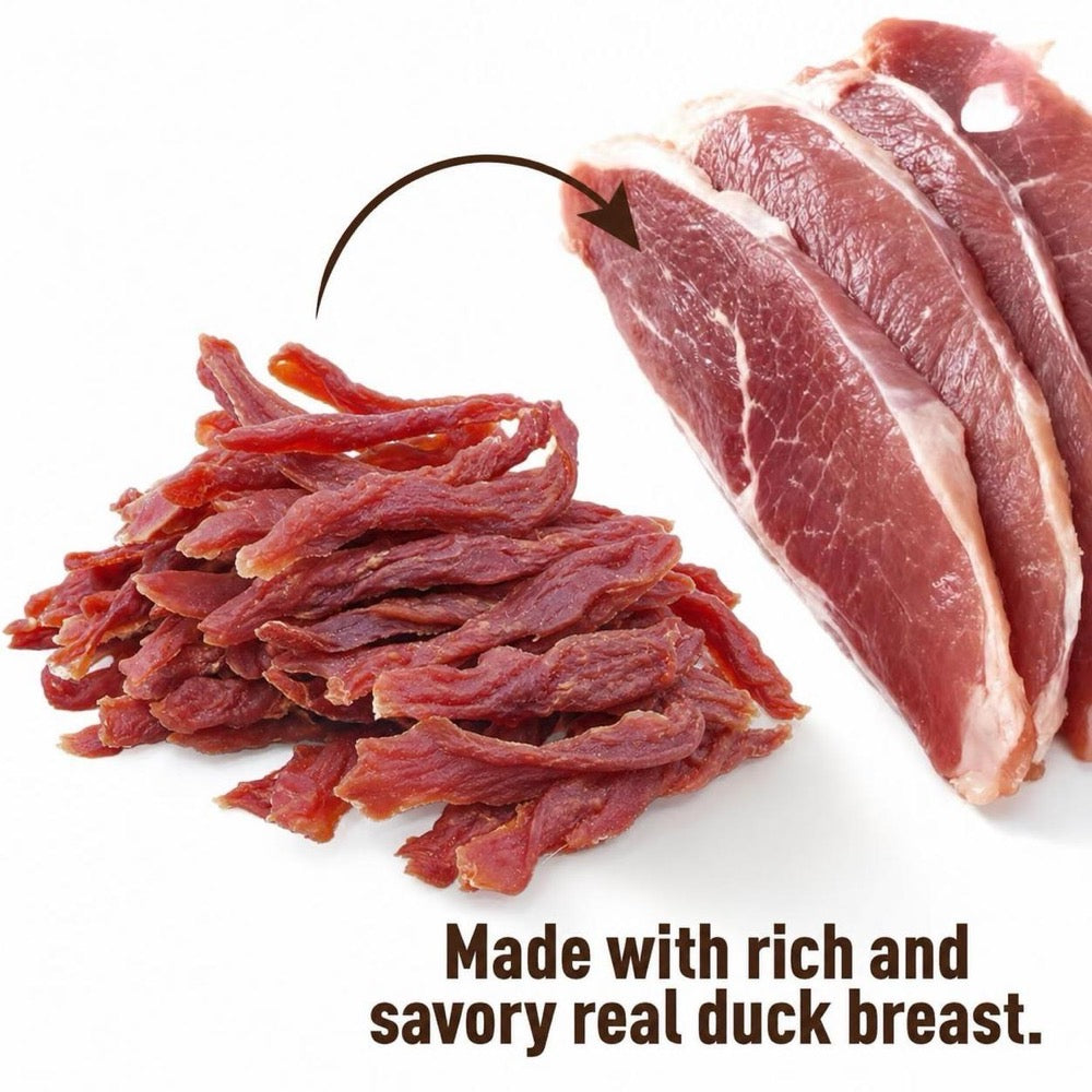 Duck Dog Treats 200g, Dehydrated Duck Jerky Strips for Small and Large Dogs, Meat Snack Sticks for Training Rewards and Everyday Treat Time