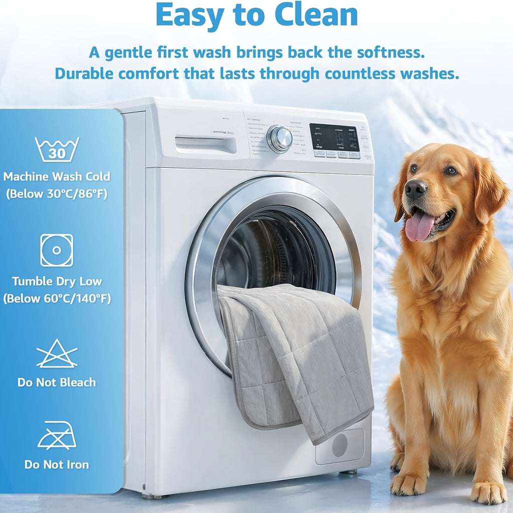 Dog Cooling Blanket for Large Dogs, Washable Cool-to-Touch Lightweight Pet Mat and Bed Cover in Gray, 41 x 62 or 43 x 55 Inches