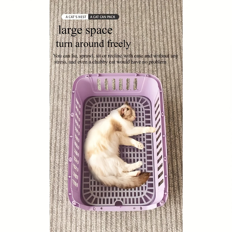 Pet Travel Crate for Cats and Small Dogs, Portable Ventilated Carrier Box with Easy Assembly, Green Pink or Blue and XL Options