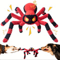 Spider Dog Toy with Squeaker and Crinkle Legs, Interactive Plush Tug of War Toy for Large Dogs, Red or Blue Halloween Pet Gift
