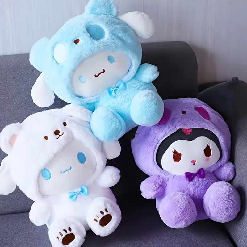 Character Plush Dog Toy with Soft Cushioned Texture, Battery-Free Pet Companion in White, Purple or Blue for Supervised Gentle Indoor Play
