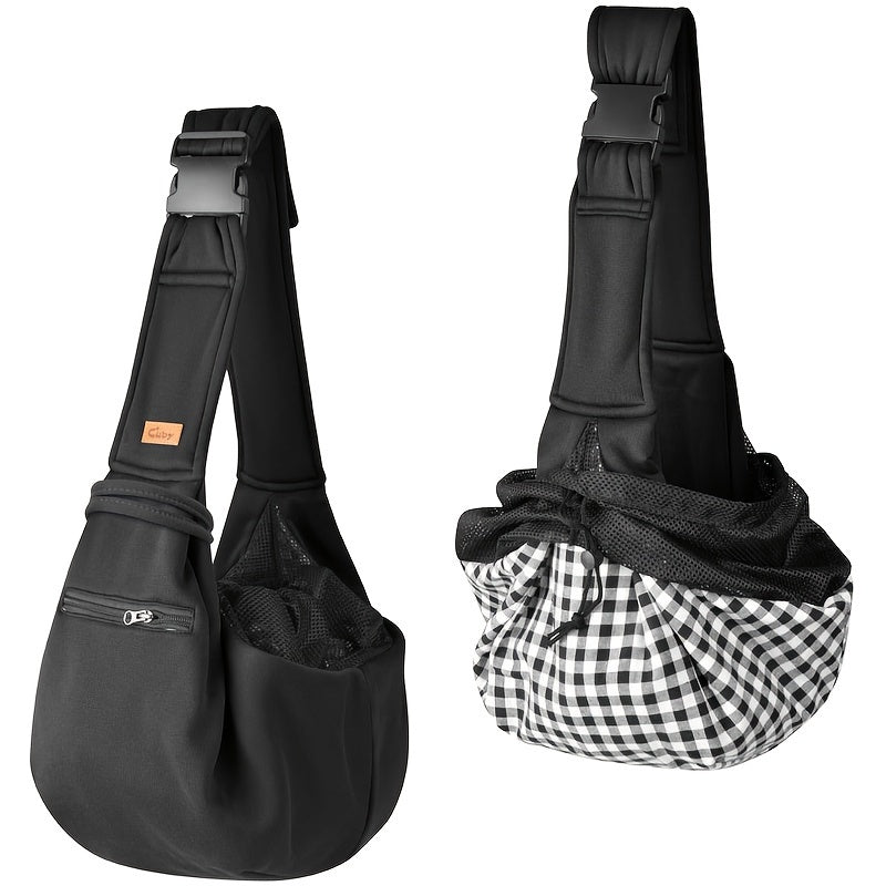 Dog Carrier Sling with Adjustable Shoulder Fit for Carrying Puppies and Cats, Pet Travel Shoulder Bag in Black, Gray or Blue for Everyday Outings