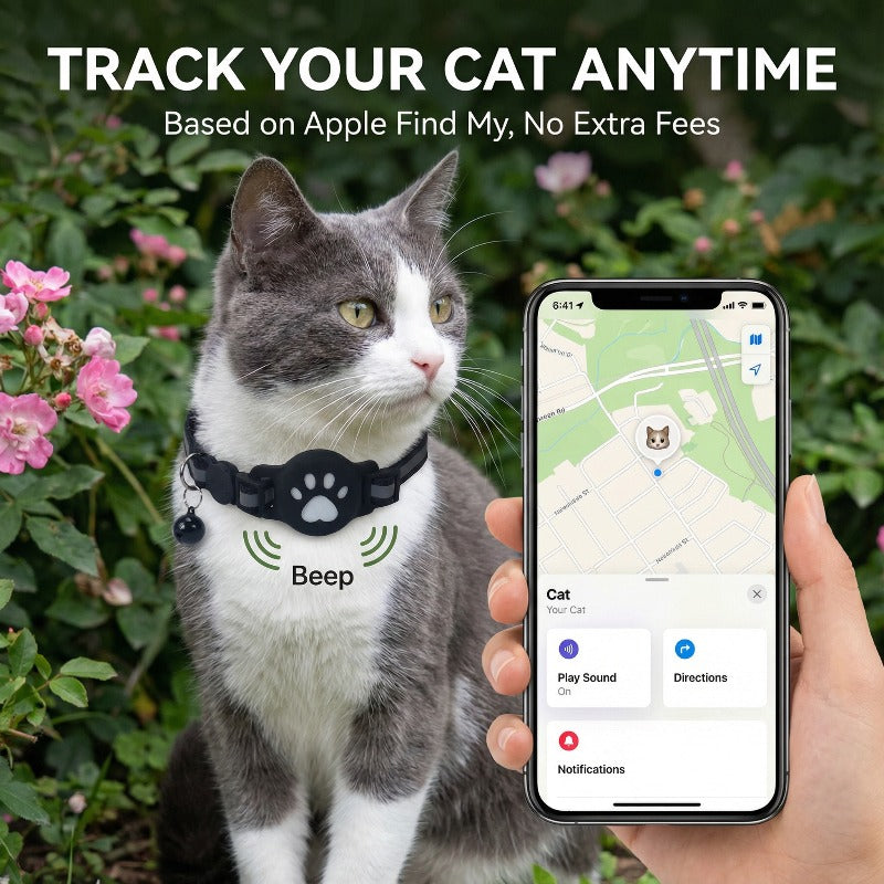 Cat Tracker Collar Set for iOS, Pet Locator with 5-Piece Option Including Two Lanyards, One Collar and Silicone Protective Case, Battery Not Included