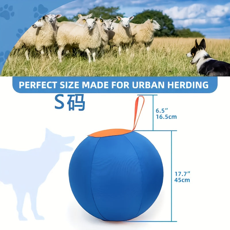 Inflatable Dog Herding Ball for Backyard Chase and Push Games, Battery-Free Interactive Pet Training Toy in Blue and Orange Options