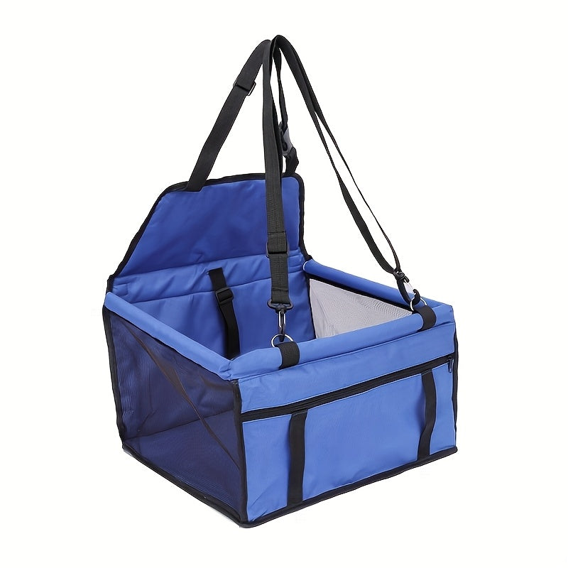 Foldable Dog Car Seat Bag with Mesh Sides and Front Storage Pocket, Portable Travel Carrier for Small Dogs, Cats and Puppies