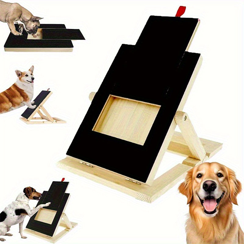 Dog Nail Scratch Board with Adjustable Bracket, Foldable Paw Filing Pad with 3 Angles from 45–65 Degrees and 2 Sandpaper Sheets for Home Grooming