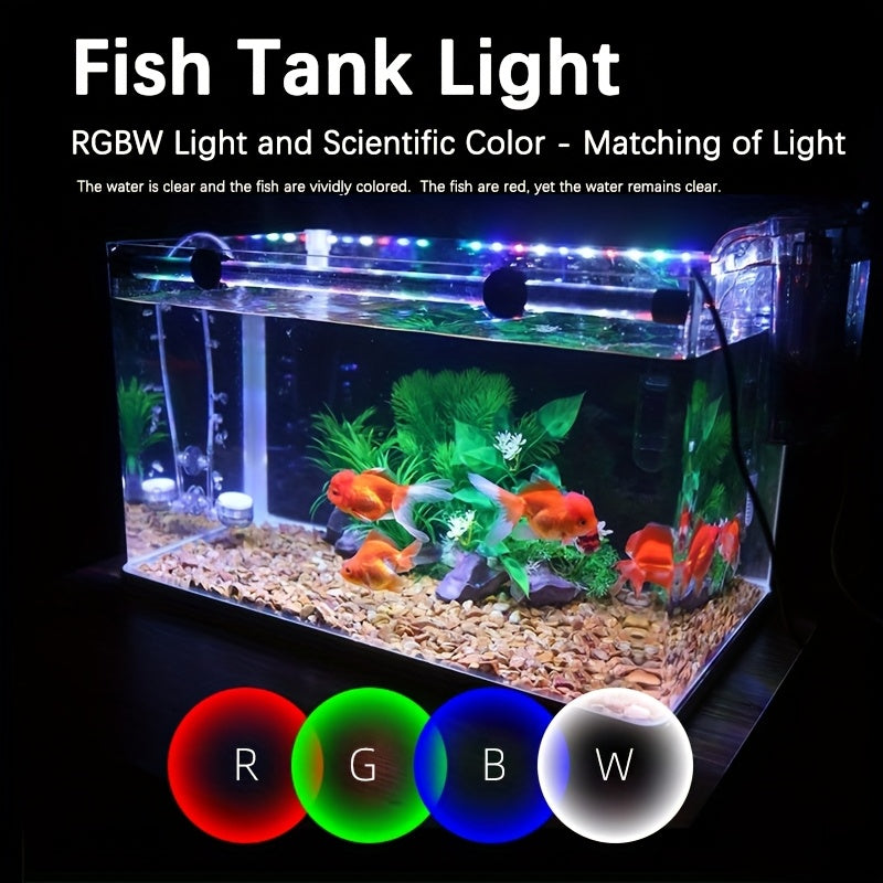 USB Aquarium LED Light Bar with Double-Row RGBW Illumination, Decorative Fish Tank Lighting in 14.96 and 18.90 Inch Options, No Battery