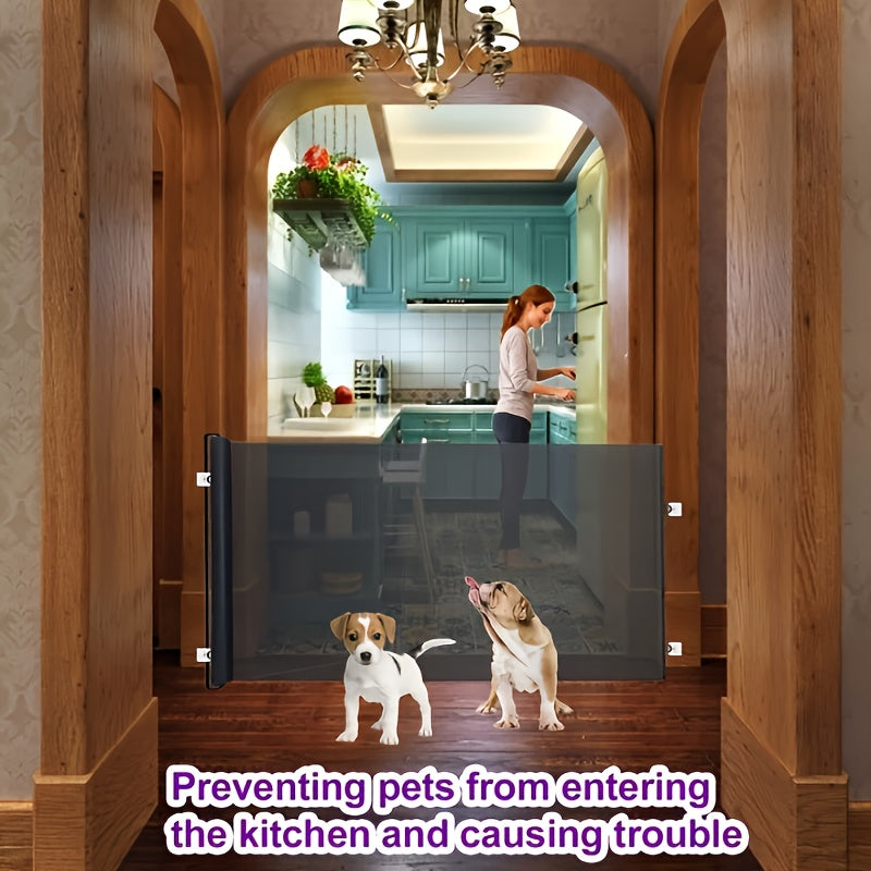 No Drill Mesh Pet Gate in Black, Expandable Dog and Cat Barrier for Doorways and Room Separation, Easy-Install Indoor Pet Fence