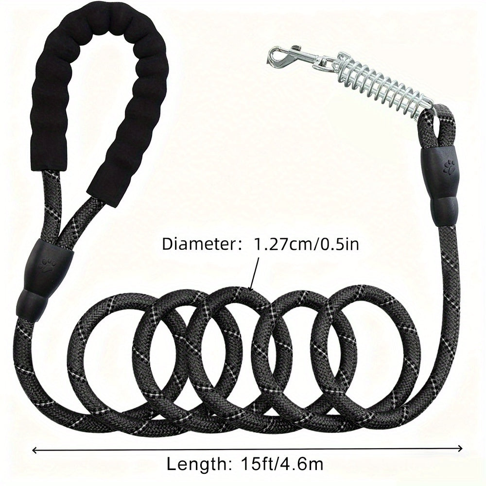 Braided Reflective Dog Leash for Daily Walks and Training, 1/2-Inch Rope Lead with 4, 5, 6, 10 and 15 Foot Options in Multiple Colors