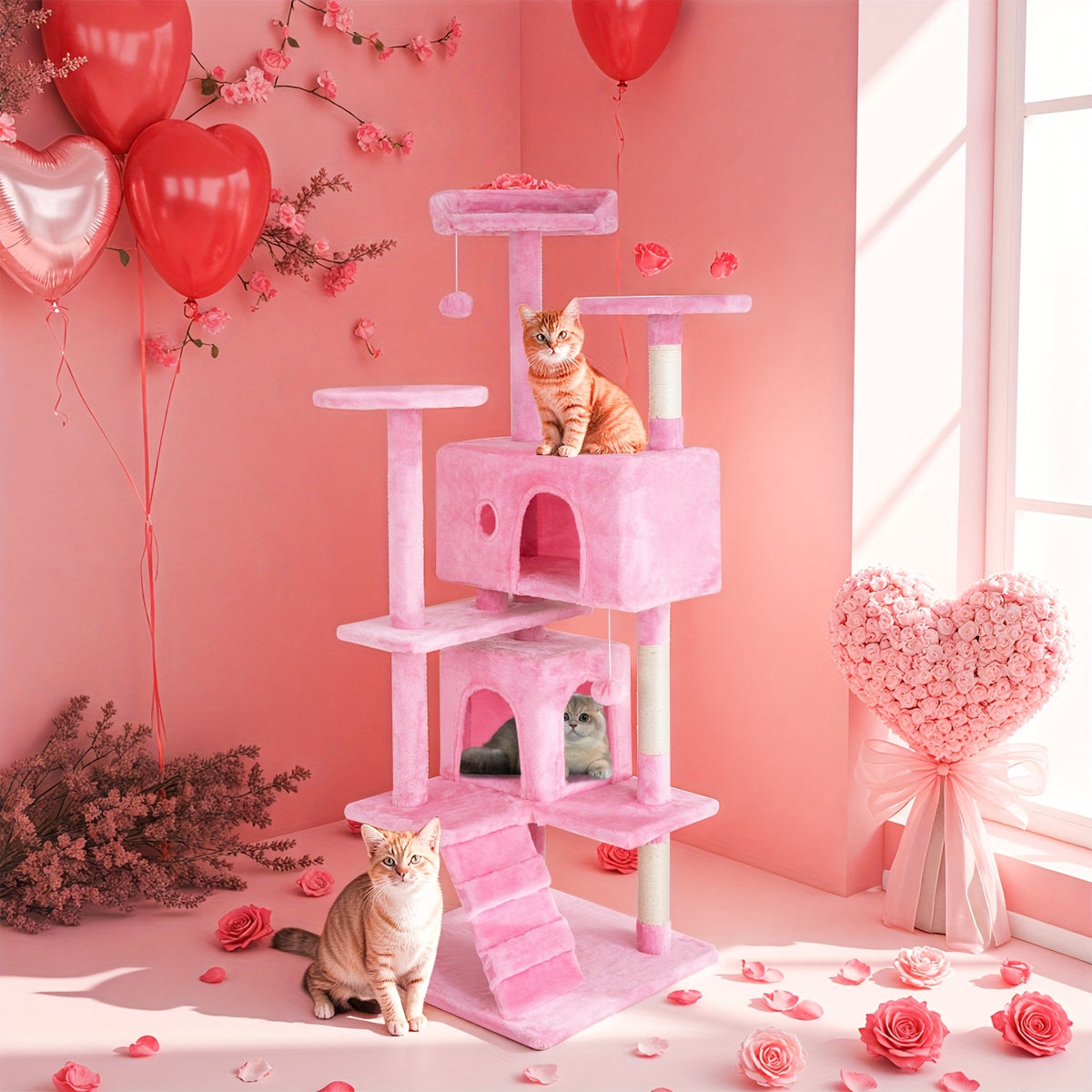 Cat Tree Tower in 22, 54 or 70 Inch Sizes, Indoor Cat Furniture Activity Center with Scratching Post for Climbing, Resting and Everyday Play