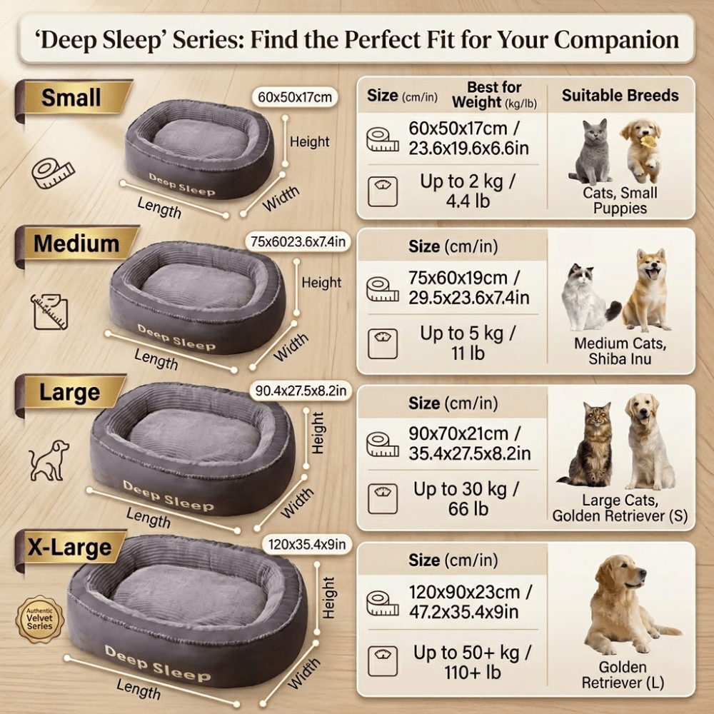Oval Memory Foam Dog Bed with Removable Washable Cushion and Non-Slip Bottom, Cozy Pet Sofa in Grey or Brown, M to XXL Sizes for Home Rest