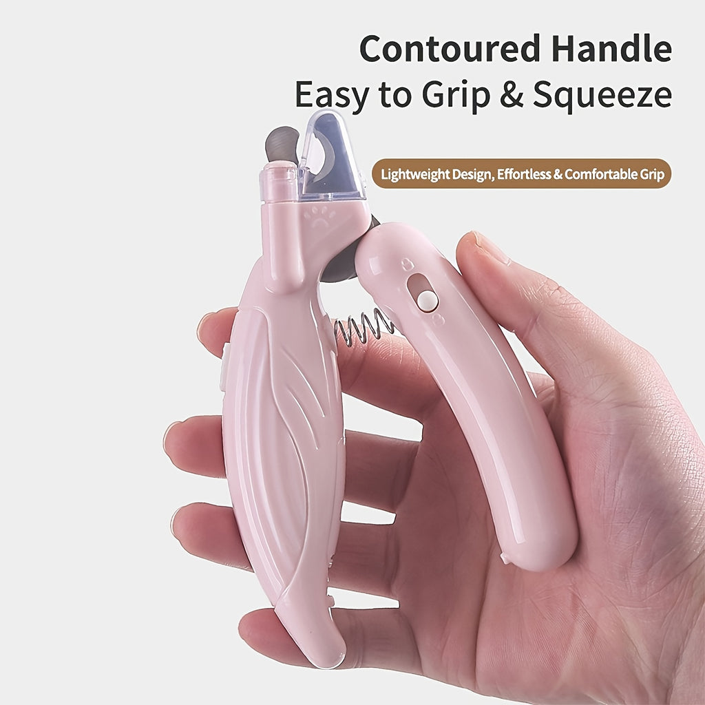 Dog and Cat Nail Clippers with LED Light, Safety Lock and Protective Cover for At-Home Pet Claw Trimming and Daily Grooming, Green or Pink