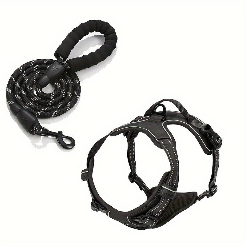 Breathable Dog Harness and Leash Set with Poop Bag Dispenser, Soft Walking Vest for Medium to Large Dogs, Red and Black Options in M, L and XL