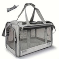 Soft Sided Pet Carrier for Cats and Small Dogs, Medium Grey Foldable Travel Bag with Breathable Design, Privacy Features and Zipper Closure