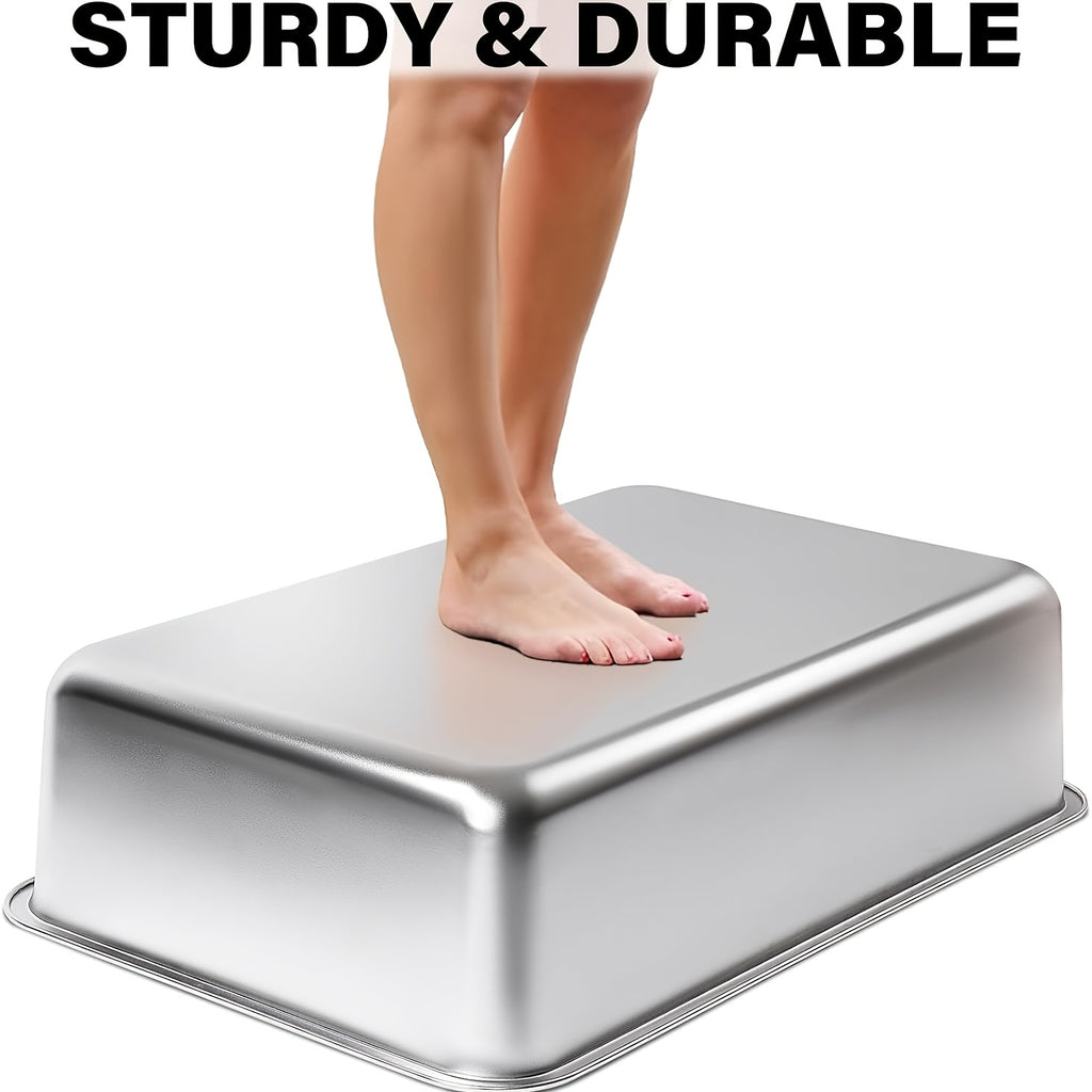 Stainless Steel Cat Litter Box Twin Set, 2-Pack Easy-Clean Metal Litter Pans with 2 Scoops and Non-Slip Bottom Pads, Three Size Options