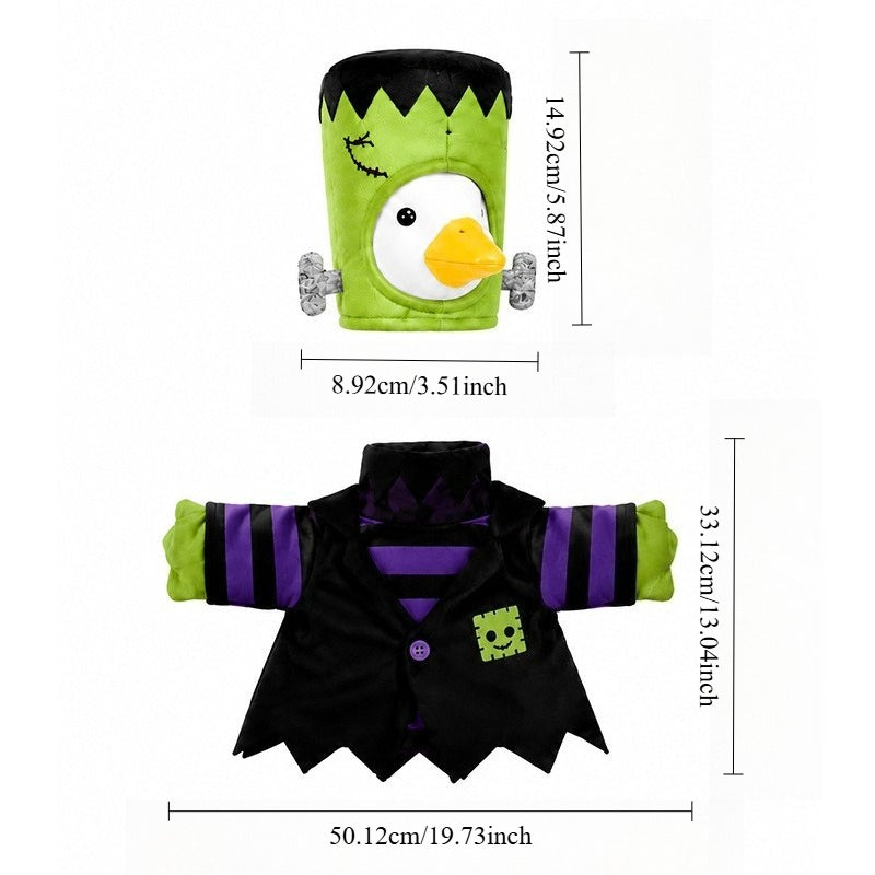 Porch Goose Monster Outfit for 23-Inch Statues, Halloween Costume with Wizard Hat and Cape for Seasonal Entryway and Lawn Goose Decor