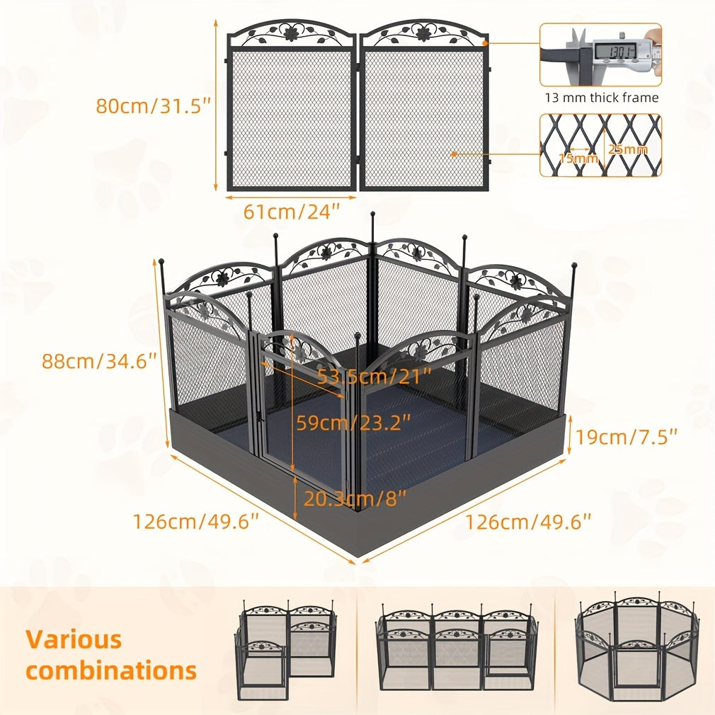 Dog Playpen with Waterproof Pad, 8-Panel Heavy Duty Metal Pet Fence with Door for Indoor Outdoor Puppy Training, Exercise and Large Dog Play Areas