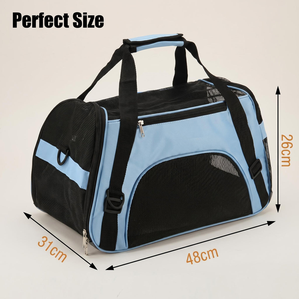 Pet Travel Carrier Bag in Pink or Blue, L Size Foldable Crossbody Carrying Bag for Cats and Dogs, Portable Companion for Supervised Everyday Outings