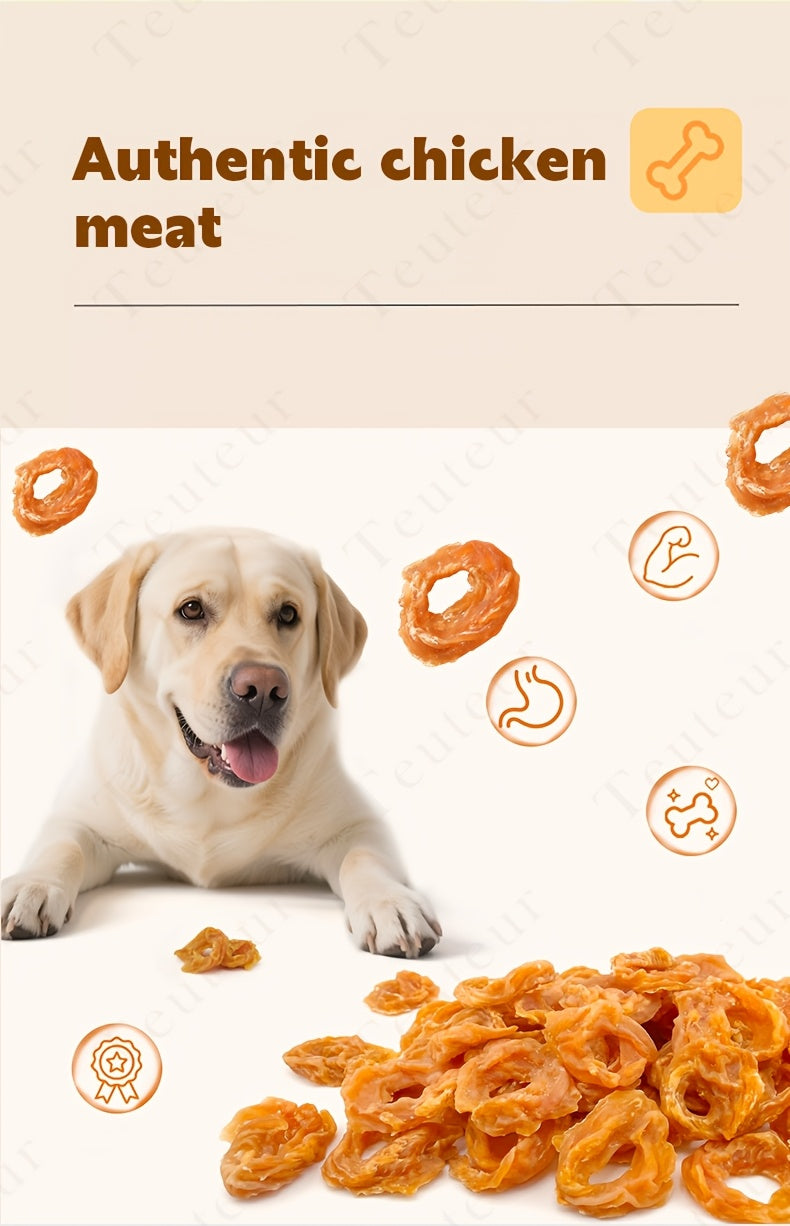 Chicken Jerky Rings for Dogs, 120g Rawhide-Free Grain-Free Chicken Breast Dog Treats for Supervised Training Rewards and Everyday Chewy Snacks