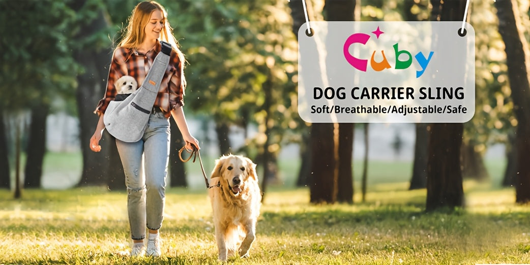 Dog Carrier Sling with Adjustable Shoulder Fit for Carrying Puppies and Cats, Pet Travel Shoulder Bag in Black, Gray or Blue for Everyday Outings