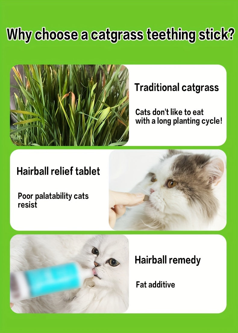 Freeze-Dried Cat Grass Sticks, 15-Piece Cat Treat Pack for Supervised Snack Time, Cat Grass Treats for Cat Owners and Pet Gift Baskets