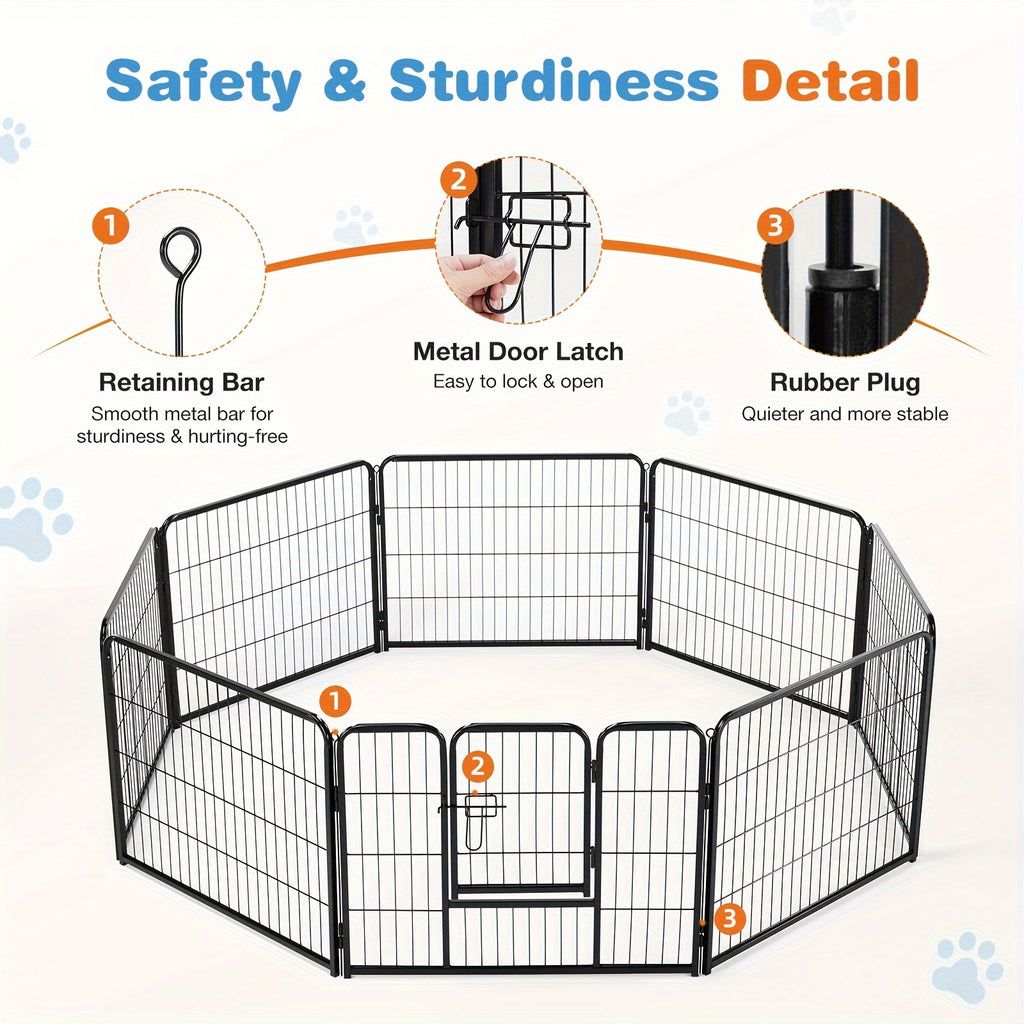 Puppy Exercise Playpen for Indoor Outdoor Use, 8-Piece 24, 32 or 40 Inch and 16-Piece 32 Inch Options for Supervised Dog Play and Home Routines