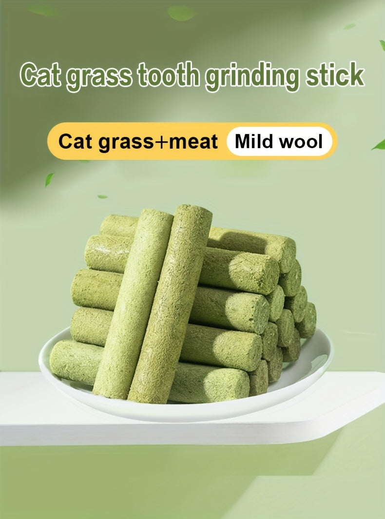 Freeze-Dried Cat Grass Sticks, 15-Piece Cat Treat Pack for Supervised Snack Time, Cat Grass Treats for Cat Owners and Pet Gift Baskets