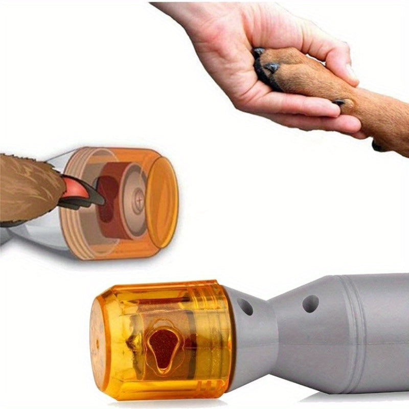 Pet Nail Grinder with Amber Protective Guard, Grey Electric Dog and Cat Nail File for At-Home Claw Smoothing and Grooming, Battery Not Included
