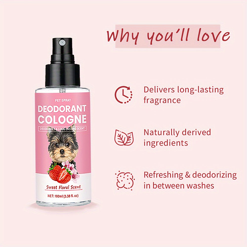 Dog Cologne with Sweet Floral Scent, 4.2 oz Pet Deodorant for Grooming Routines, White Peony, Vanilla and Berry Fragrance Notes
